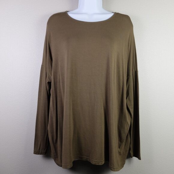 Chelsea & Theodore Green Bamboo Long Sleeve Top Size Small - Picture 1 of 5